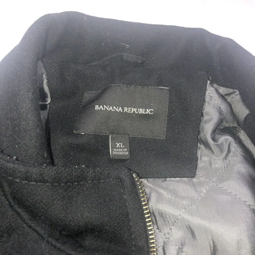 Banana Republic Wool Coat Black Zipper Zip Up Size‎ Large